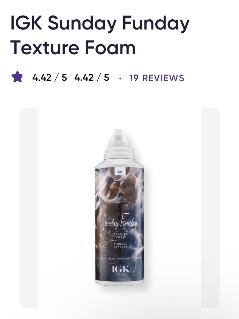 IGK Sunday Funday Texture Foam (discontinued) (1-5 bottles)